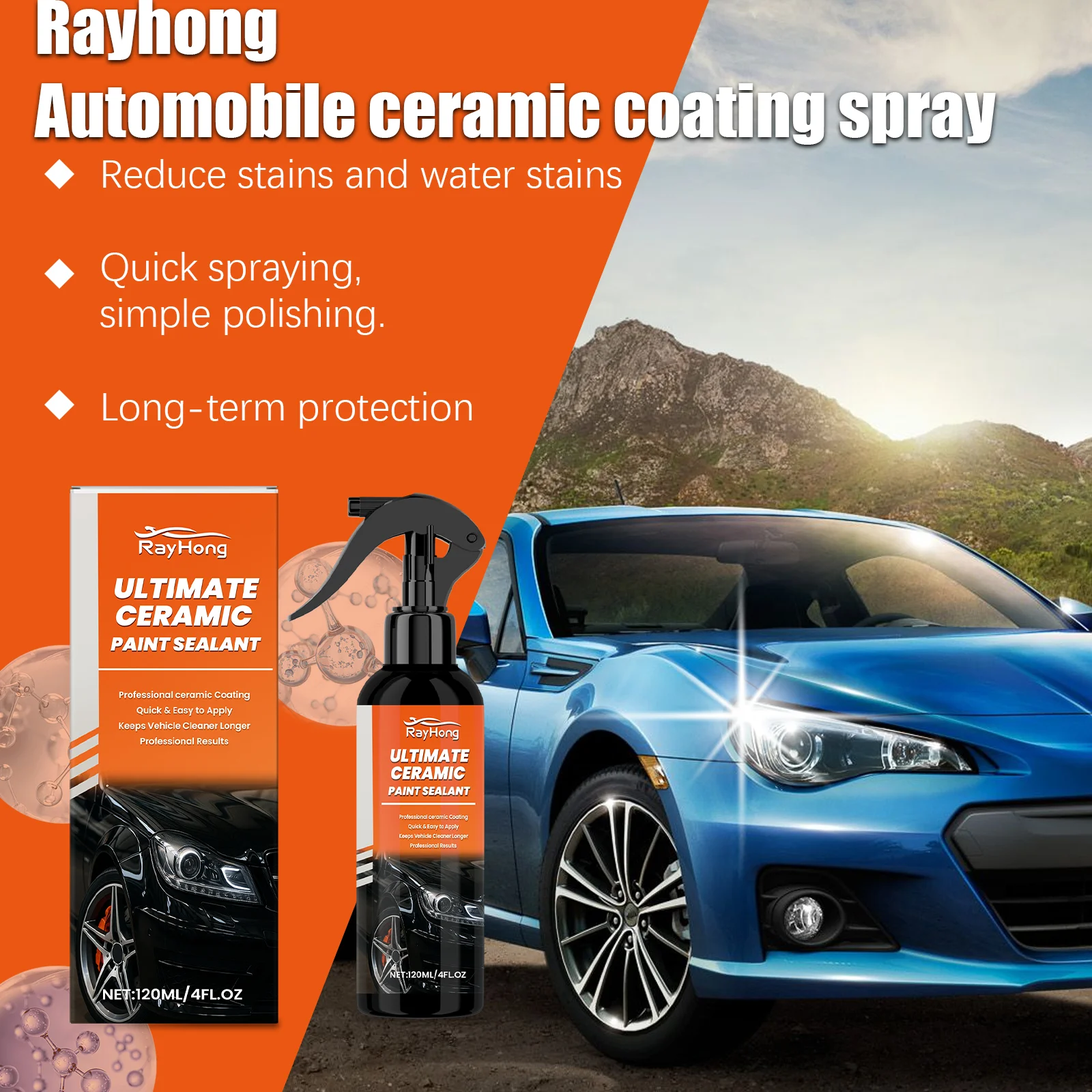 

Rayhong автомобильное керамическое покрытие, спрей-краска, агент для покрытия, быстрое формирование пленки, осветление, защита от забруднений, против царапин