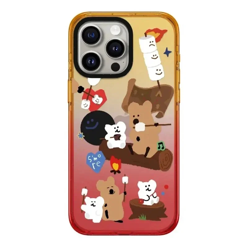 

Picnic Bear Peach Gradient Border 2.0 Acrylic Phone Case Cover for IPhone 11 12 13 14 15 Pro Max Case