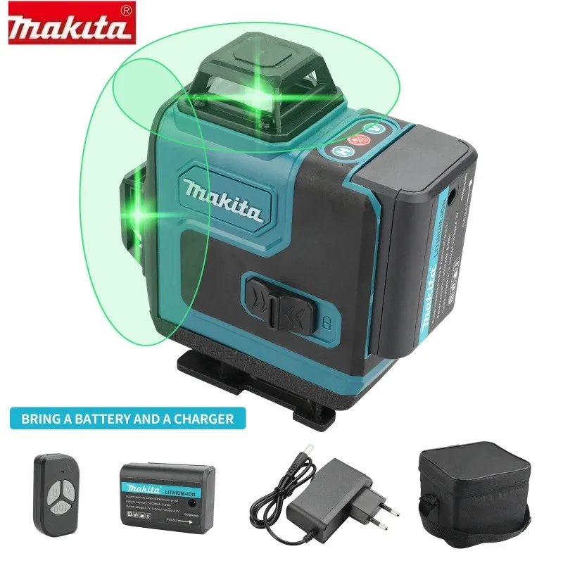 ماكيتا مستوى الليزر الأخضر: خطوط 4×360 ° وقت تشغيل 8 ساعات للبناء والتخطيط ببطارية 5000 مللي أمبير في الساعة للتسوية الذاتية والأوضاع اليدوية. #3