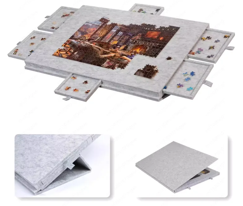 Puzzle Board with Stand, Lid & 6 Drawers, Portable 1000-Piece Jigsaw Table for Adults and Kids, Puzzle Sorting Organizer