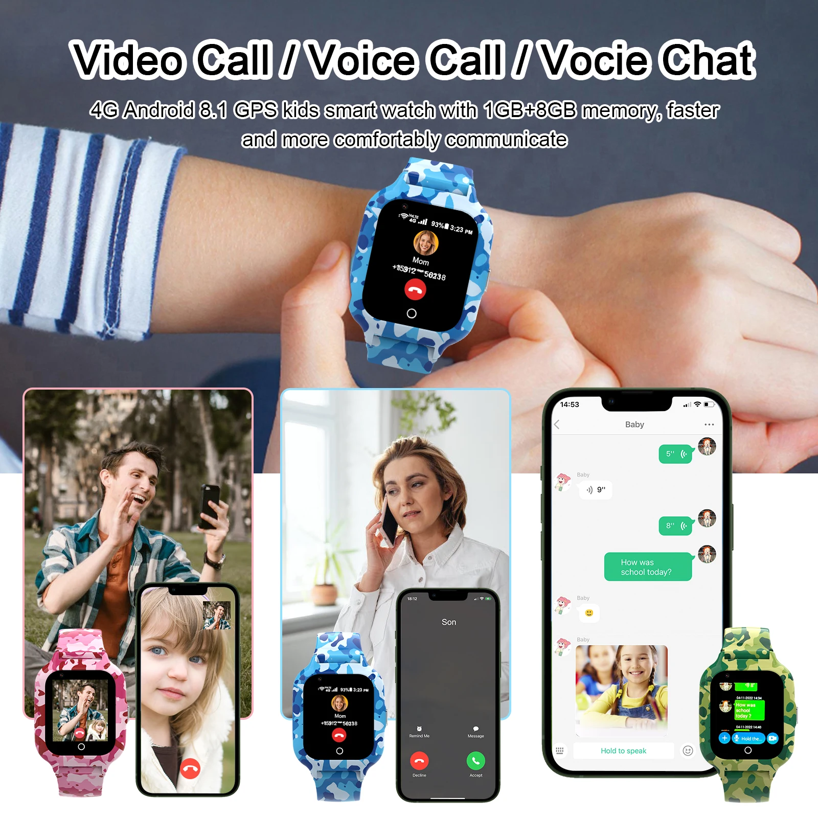 Wonlex 4G SmartWatch Bambini WIFI GPS Smartwatch Tracker Monitor Videochiamata KT22S Anti-Perso Bluetooth App Negozio Kid Smart Watch