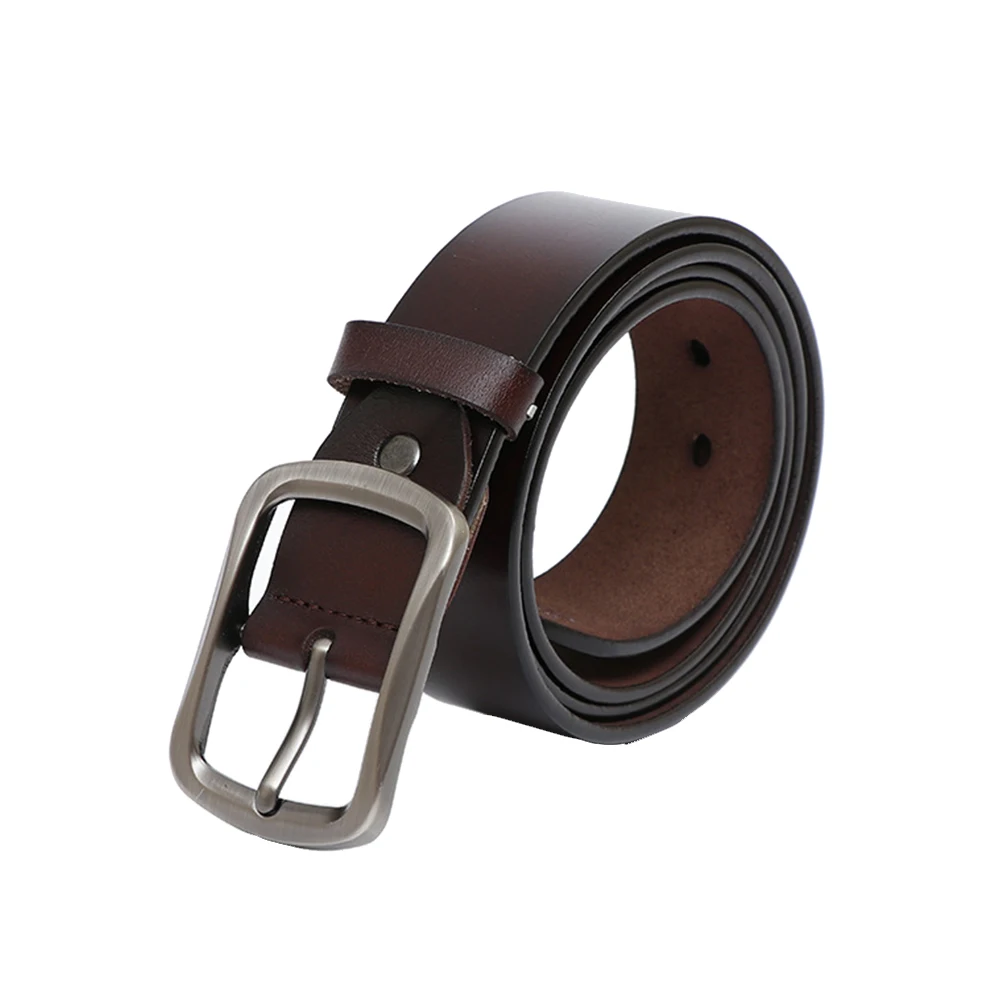 

Men Belt Durable Vintage Adjustable Buckle Stylish Cowhide Minimalist Design For Jeans Pants Mens Belts