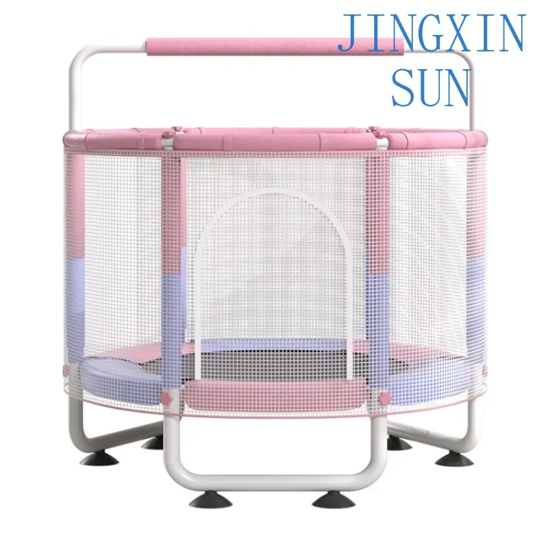 

On the left, the new children's jumping trampoline park outdoor indoor 55-inch fitness trampoline with safety net