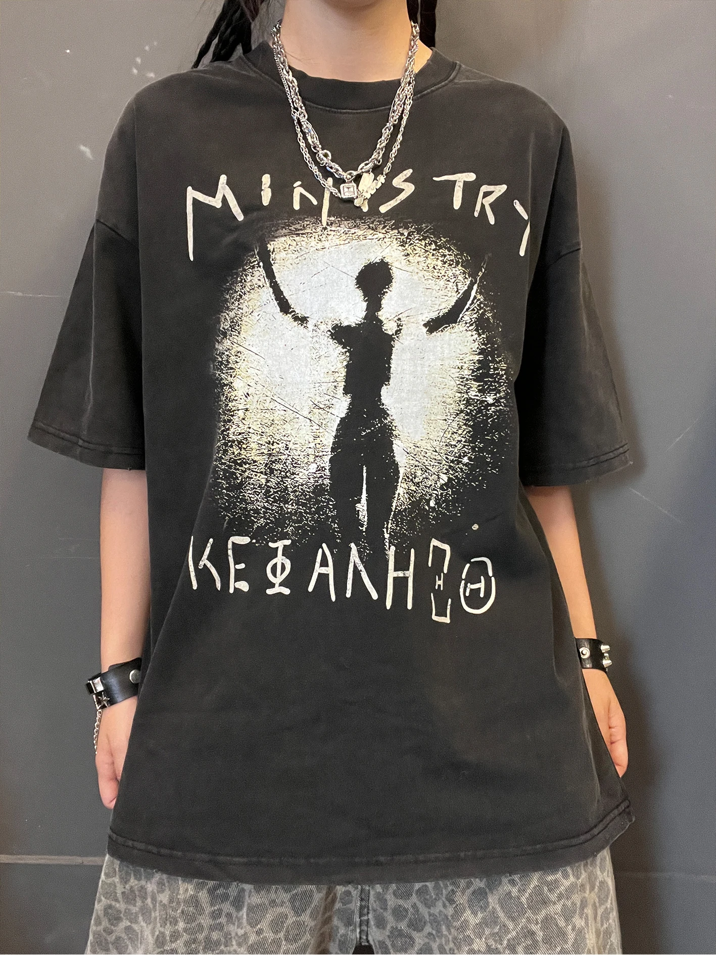 

Heavyweight 330G Oversize Loose Rock Street Original Short Sleeve T-Shirt by Wang Youbing Studio Unique Fashion Casual Wear