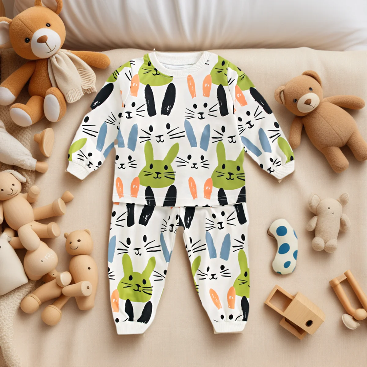 

Sanlutoz Lovely Little Kids Clothing Sets Long Sleeve Baby Tops + Long Pants Bunny 2Pcs Colorful