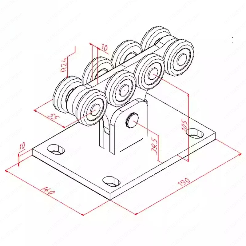 Direct sales villa suspension door pulley construction site trackless door roller electric sliding door caster ground rail wheel