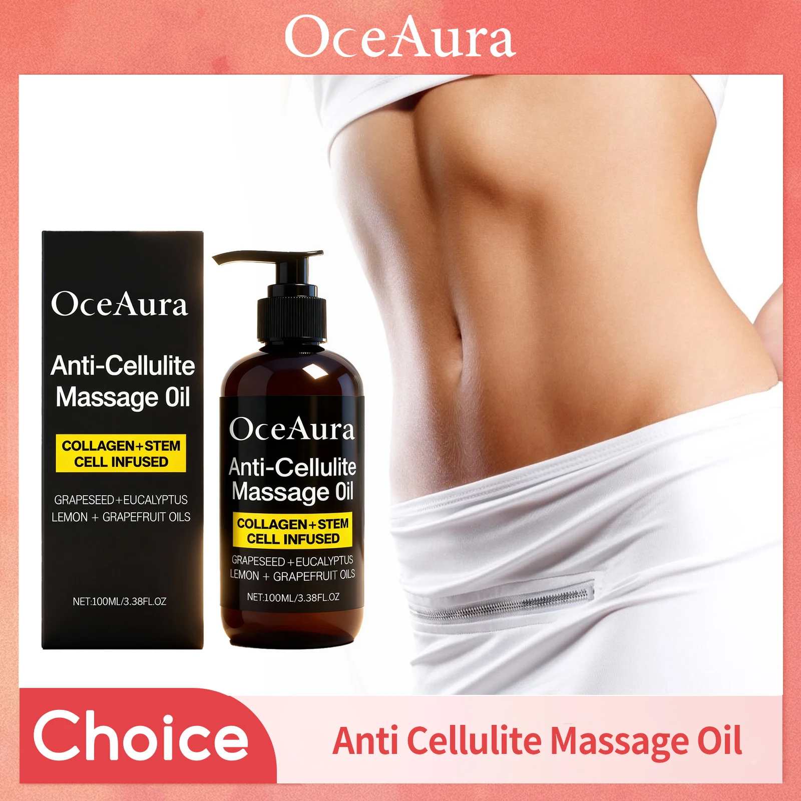 Anti Cellulite Massage Oil Infused Collagen Fat Burning Tightening Cellulite Improve Dry Smooth Moisturizing Body Essential Oil