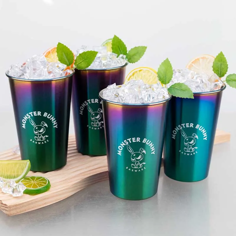 Nuevo vaso de acero inoxidable galvanizado de arcoíris de 500ml, vaso colorido para beber, artículos de bar duraderos para cócteles, cerveza, agua, zumo