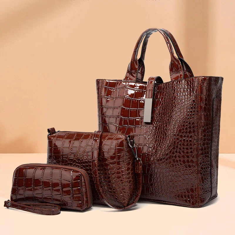 

Women's Bag Crocodile Pattern Lacquer Leather Bag Single Shoulder Oblique Span Portable Women's Bag Fashion