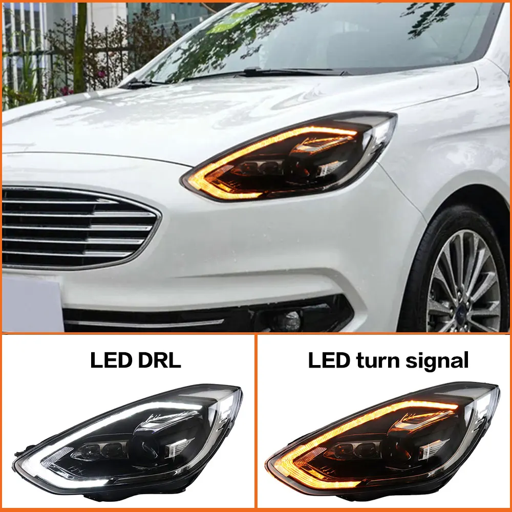 Headlights for Ford Escort 2015-2018 LED DRL Head Lamp Running Turn Signal Led Projector Lens Accessories Led Work Light