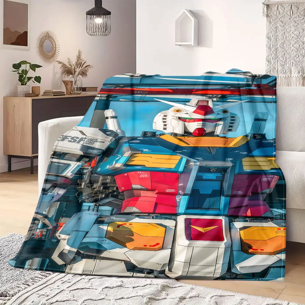 Zeon Forces Mobile Flannel Blanket Warm,Comfortable,Suitable for Bedrooms,Sofas,Beds,Chairs,Picnics,Travel