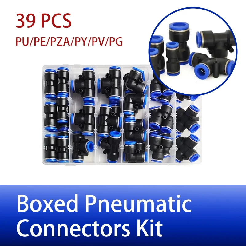 

39 PCs Boxed PU-12/PE-12/PZA-12/PY-12/PV-12/PG-12 Pneumatic Connectors Kit 12mm Outer Diameter of the Hose Pipe Tube Air