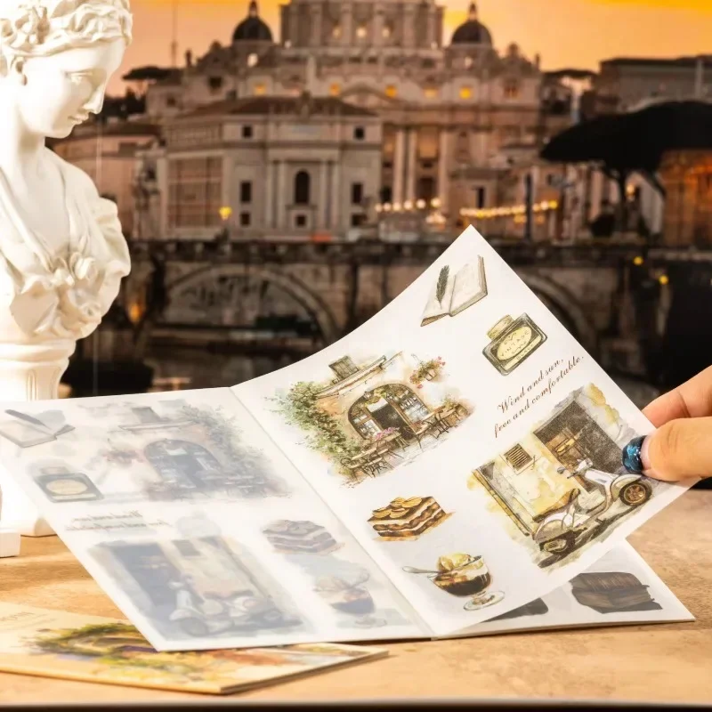 

10pcs Roman Handbook per Notebook Stationery Materials Walking in Rome Collection pack Sticky Scrapbook cut 181*119mm