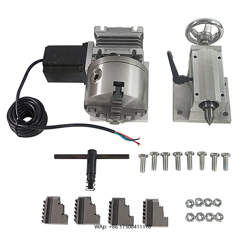 

Алюминиевая задняя бабка поворотной оси, 4-я ось с 4-кулачковым патроном 80 мм для фрезерного станка с ЧПУ по дереву и металлу