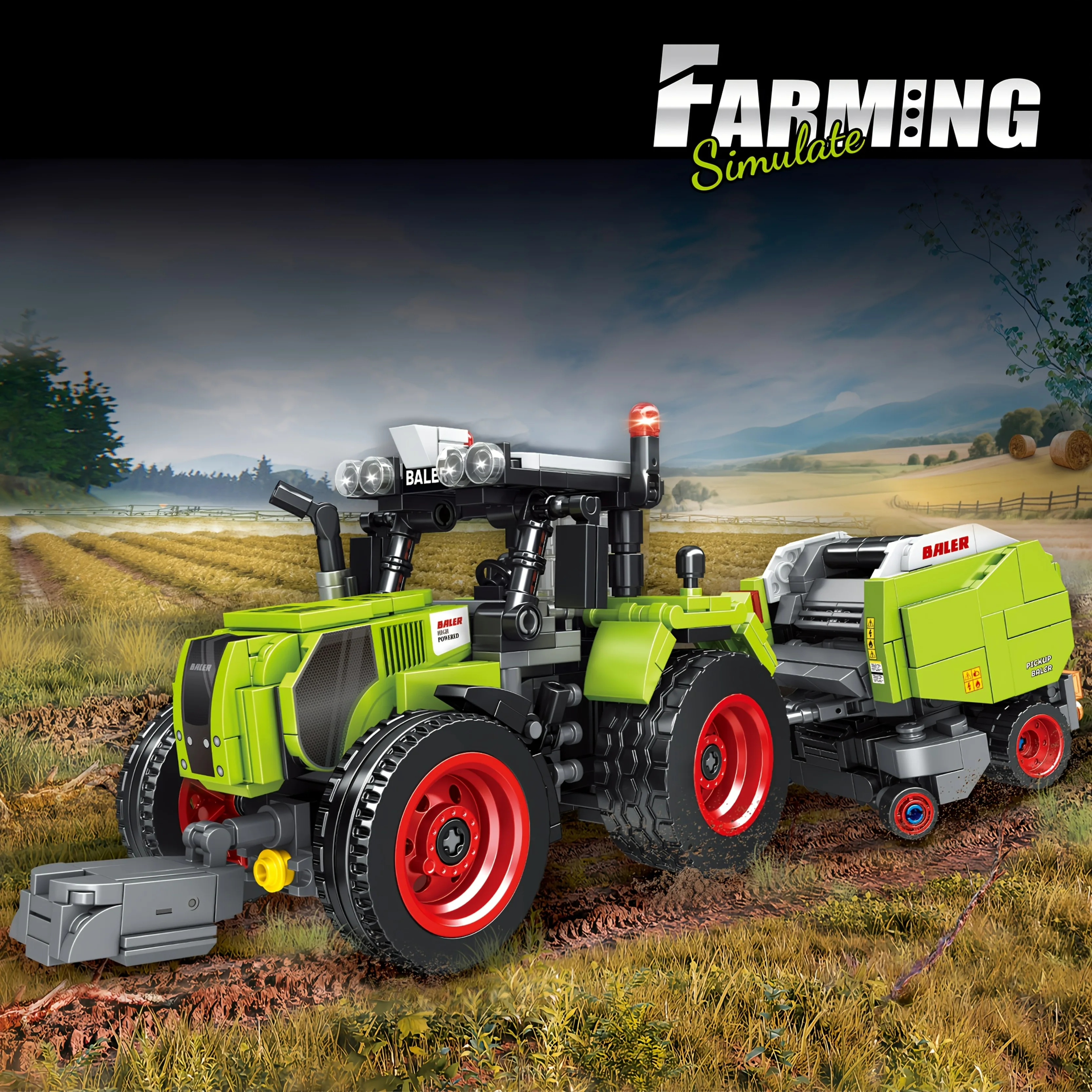 

New Christmas hay bale tractor building block set, assembly building blocks, desktop decoration building blocks, Christmas gift,