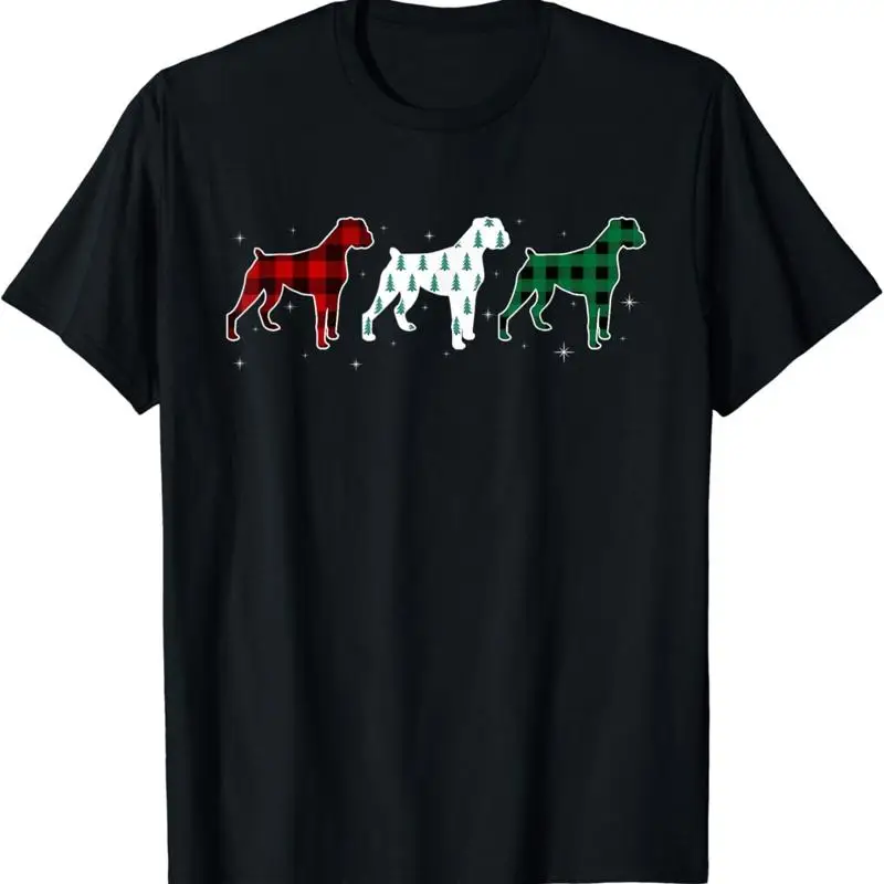 Funny Boxer Red Plaid Christmas Puppy Dog Lover T Shirt