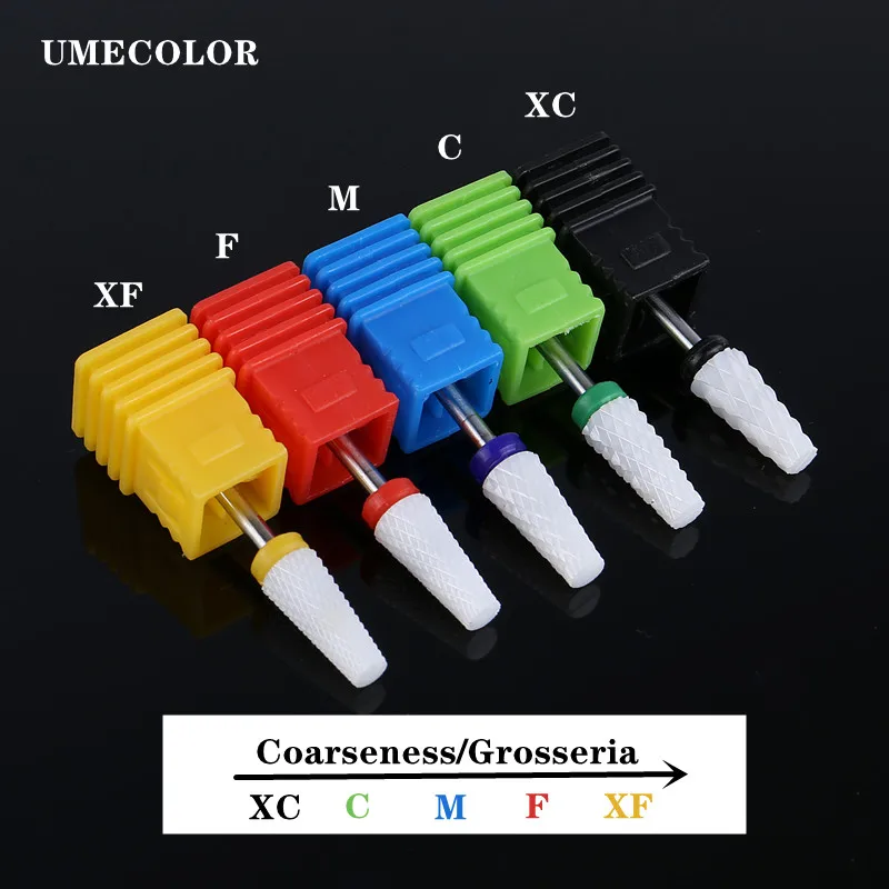 UMECOLOR Ceramic Nail Drill Bit Milling Cutters Rotate Burr Cuticle Remove Files For Electric Manicure Machine Accessories Tools