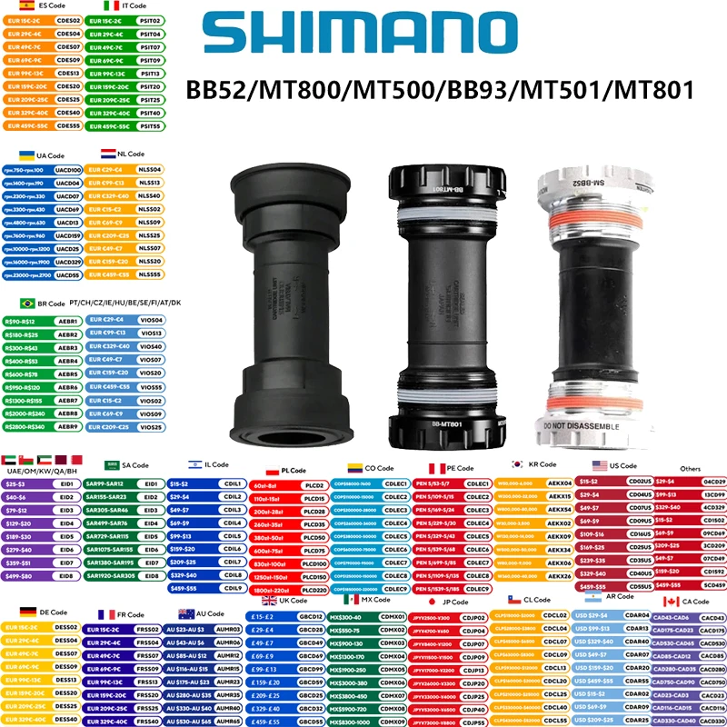 

Нижний кронштейн Shimano BB52 MT801 BB93 MT501 MT500 BSA Подходит для 68/73 мм MT500 PA MT800 PA Пресс подходит для 89,5/92 мм для горного велосипеда