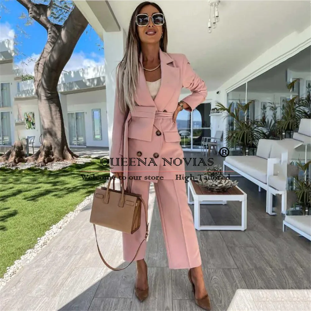 Office Ladies Pant Suits Women Double Breasted 2 Pieces Wedding Prom Blazer Business Lady Outfits Mother Dress Tailleur Femme