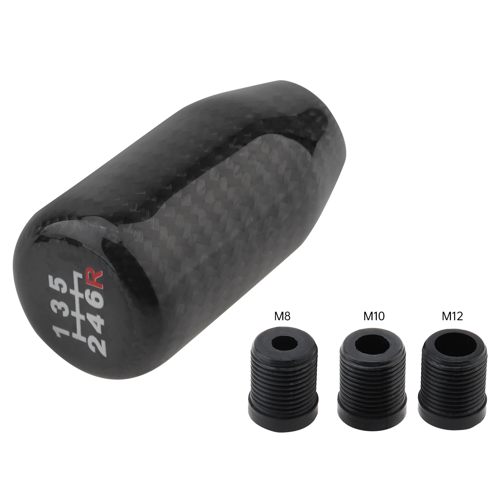 5 6 Speed Gear Shift Knob for Manual Transmission Car Aluminum Wrapped Carbon General Manual Stick Shift Knob with 3 Adapters
