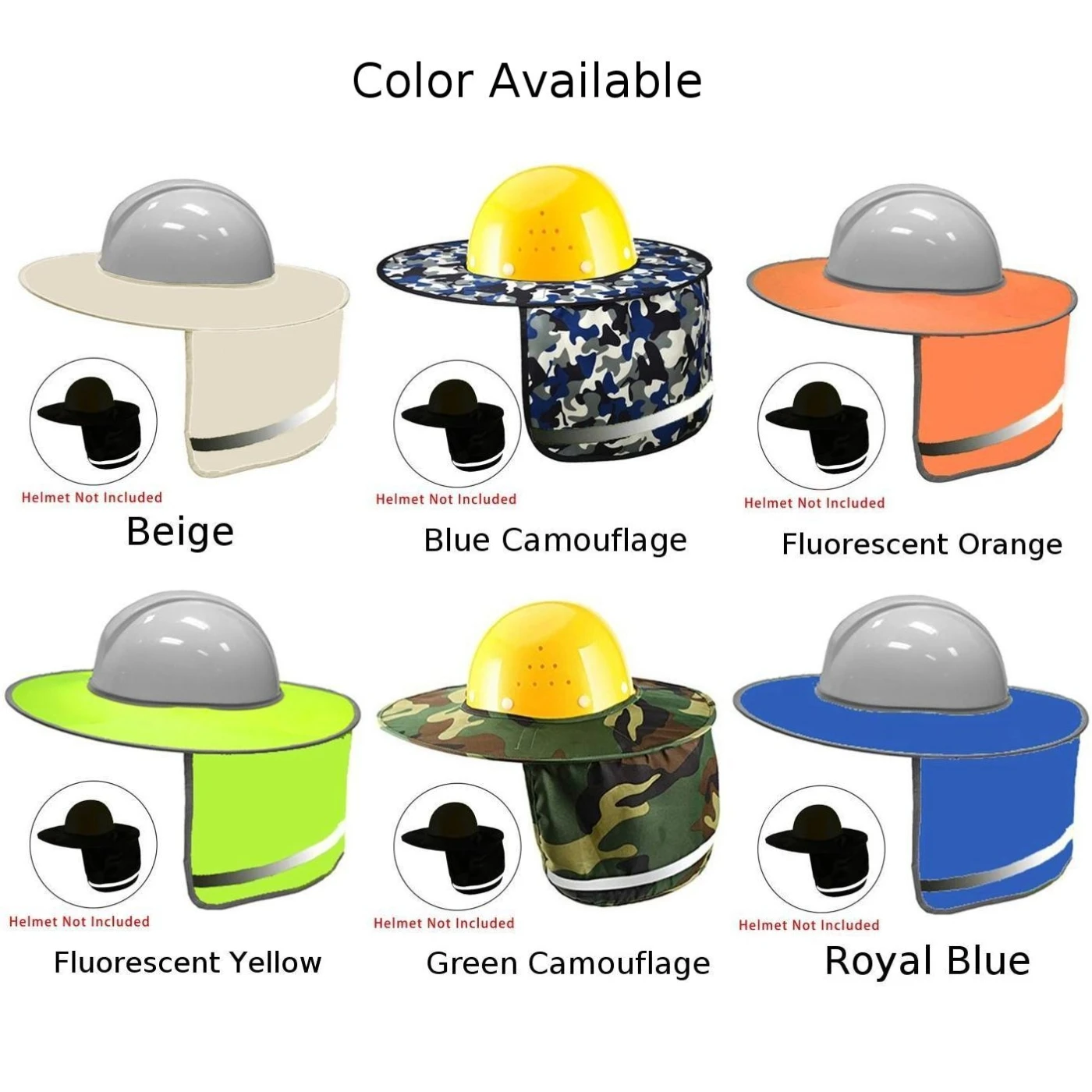 Outdoor  Safety Hat Neck Shield  Cover Sun Shade High  Visibility Reflective Hat Reflective  Cap Cover Workplace  Safety Supply