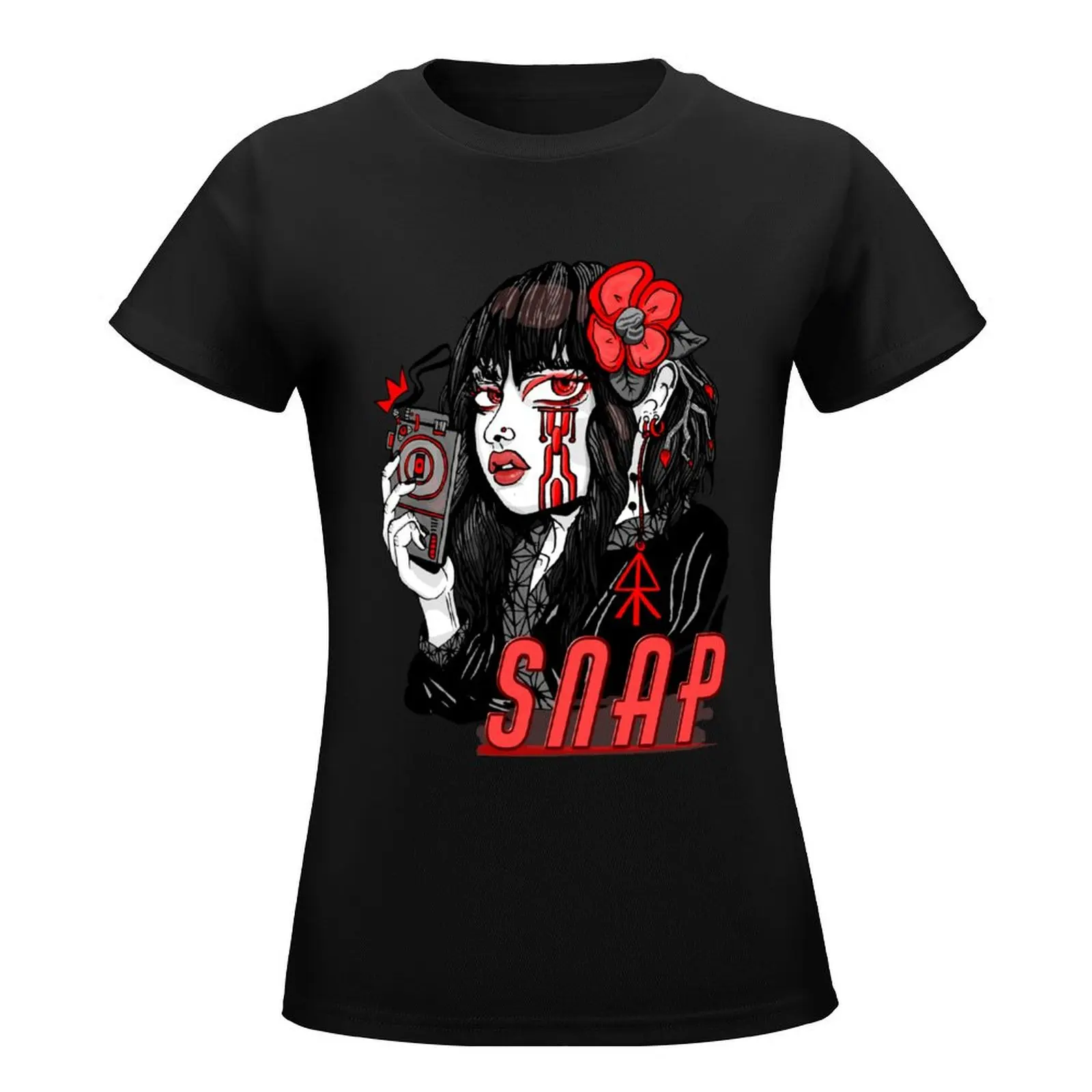 Snap T-Shirt customs design your own anime clothes t shirts for Women loose fit