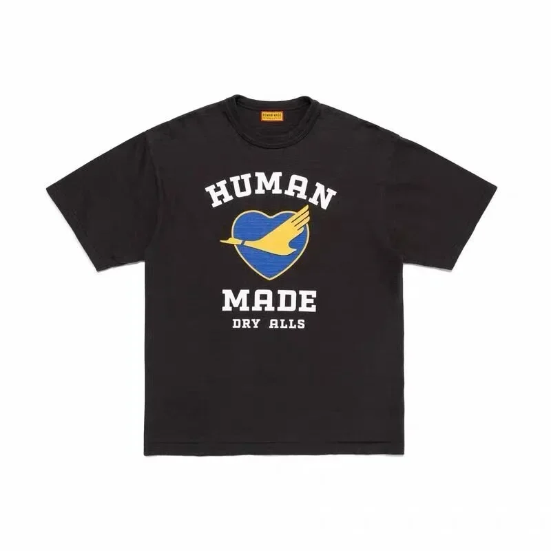 Human Made Style Heart Flying Duck Slub Cotton T-Shirt, Casual Tee for Unisex