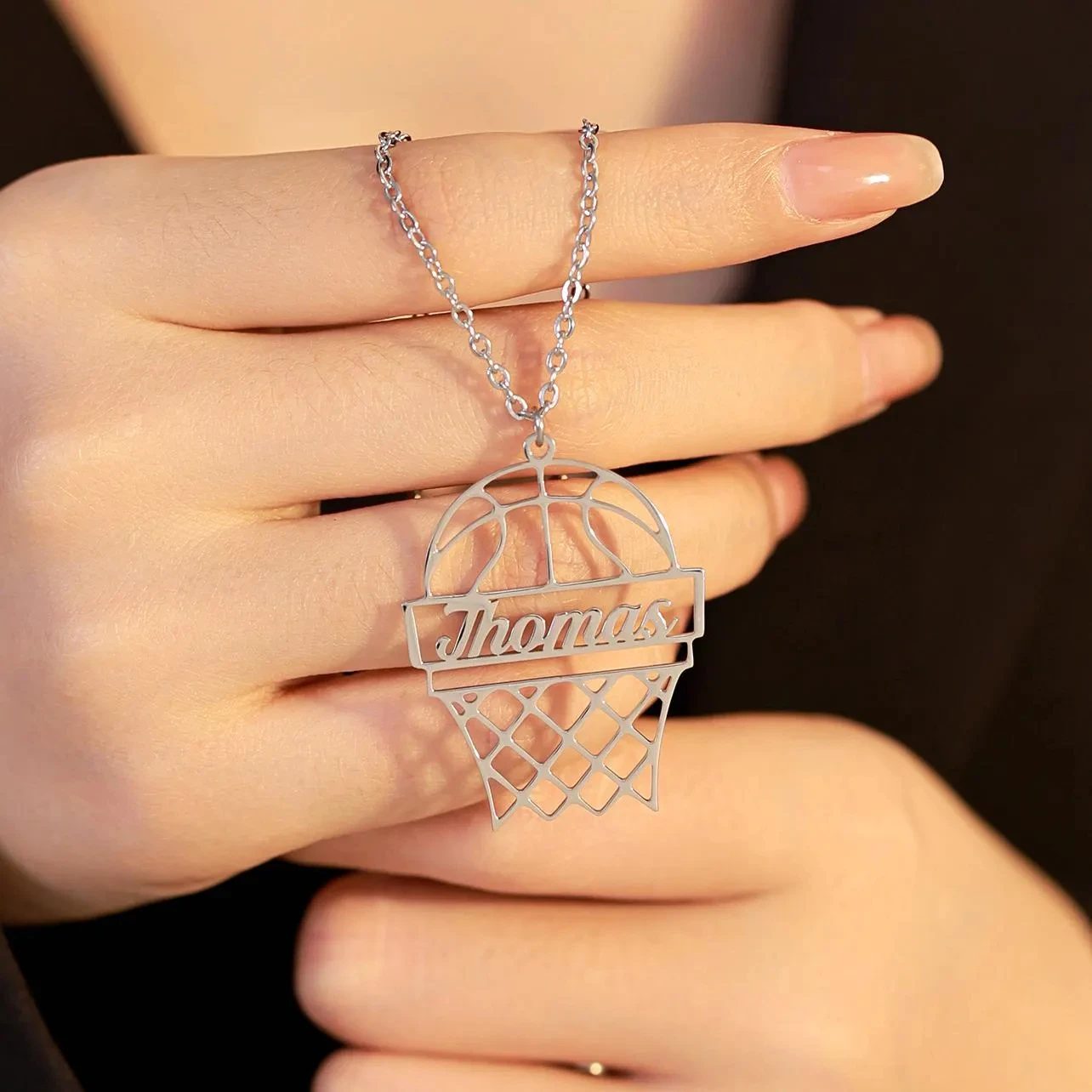 Custom Basketball Hoop Necklace Personalized Name Choker Bespoke Sport Theme Necklaces For Women Men Stainless Steel Jewelry
