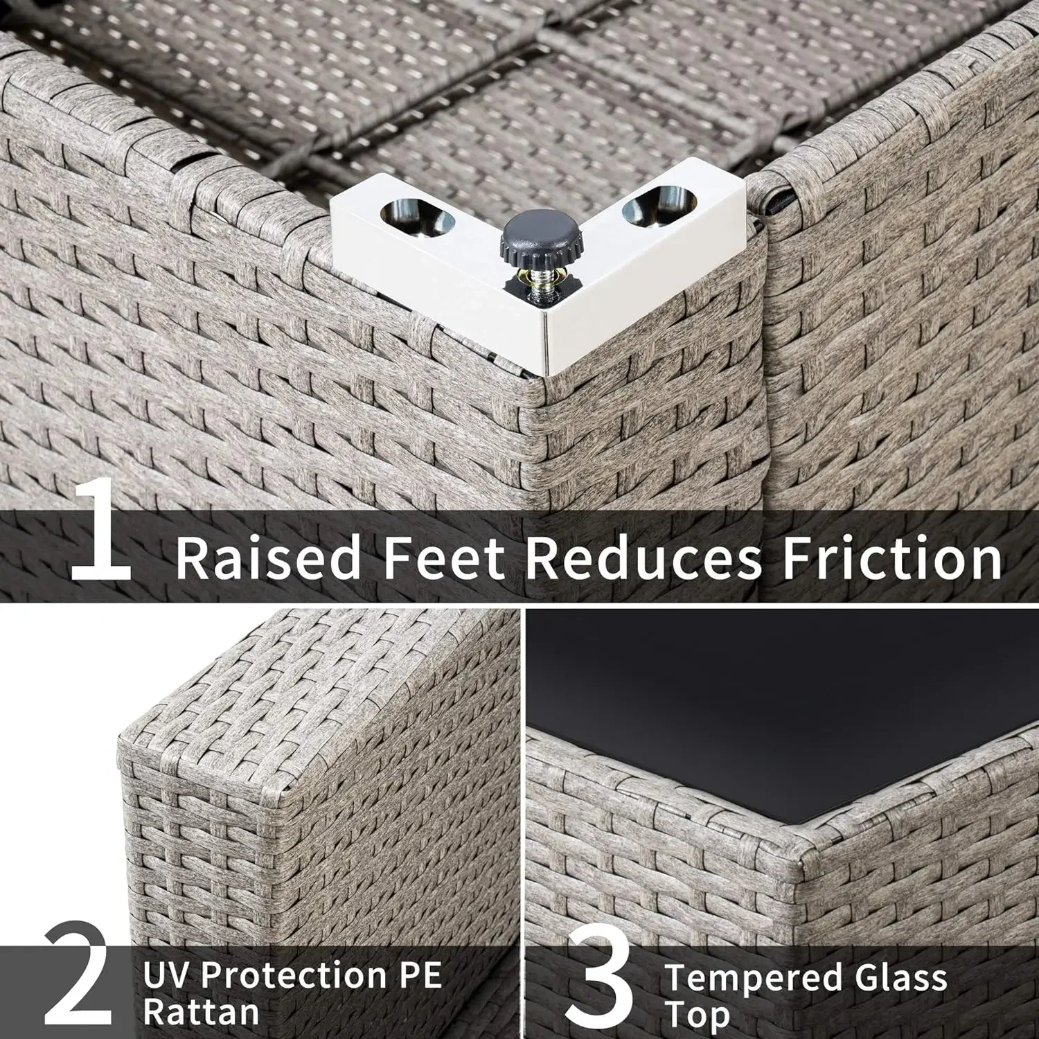 Wicker Patio Furniture,All-Weather PE Rattan Sectional Sofa, Conversation Set with Washable Cushions Covers