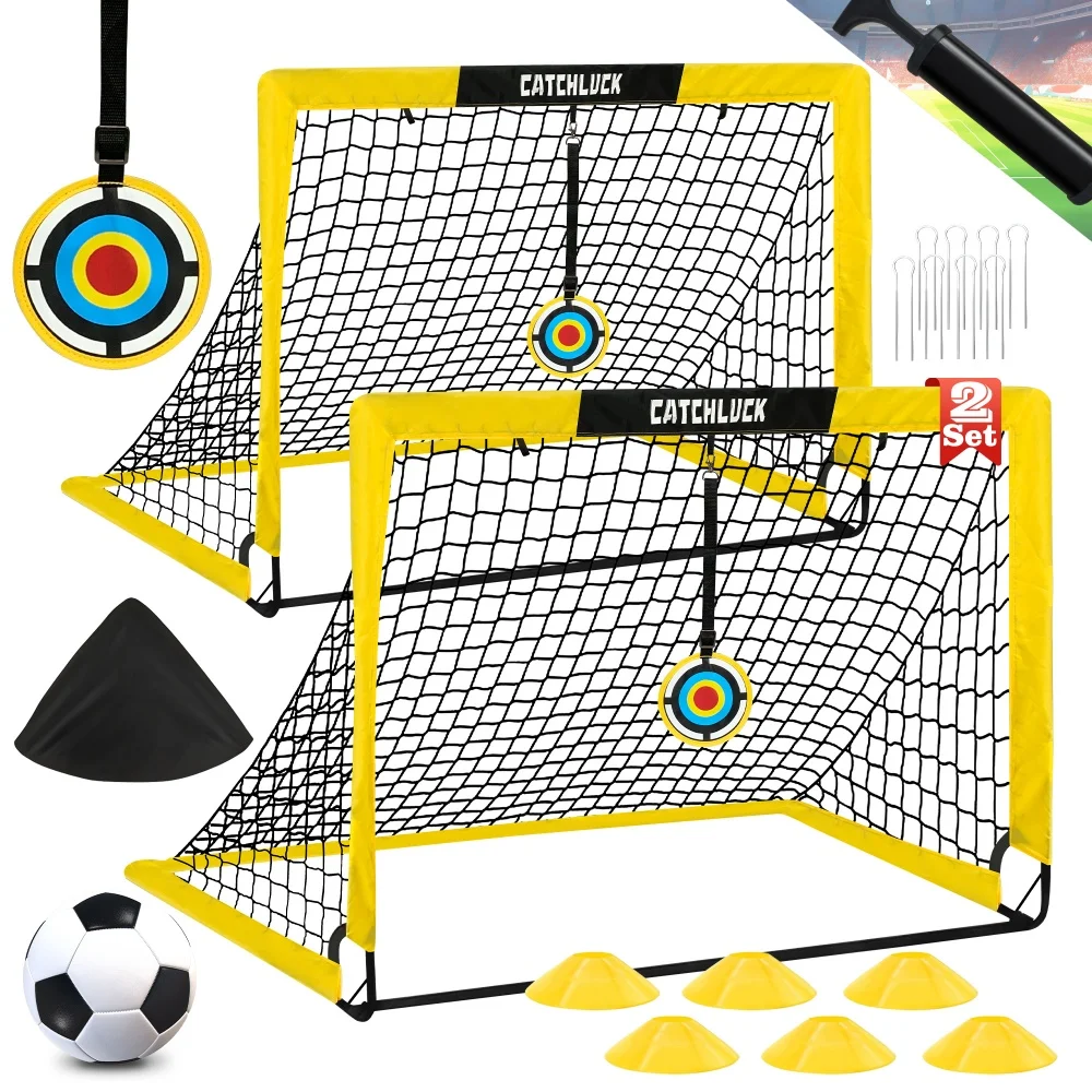 Football Practice Net Portable Pop Up Target Goal Lightweight Set Of 2 Soccer Net Beginner Training Aid For Outdoor Garden