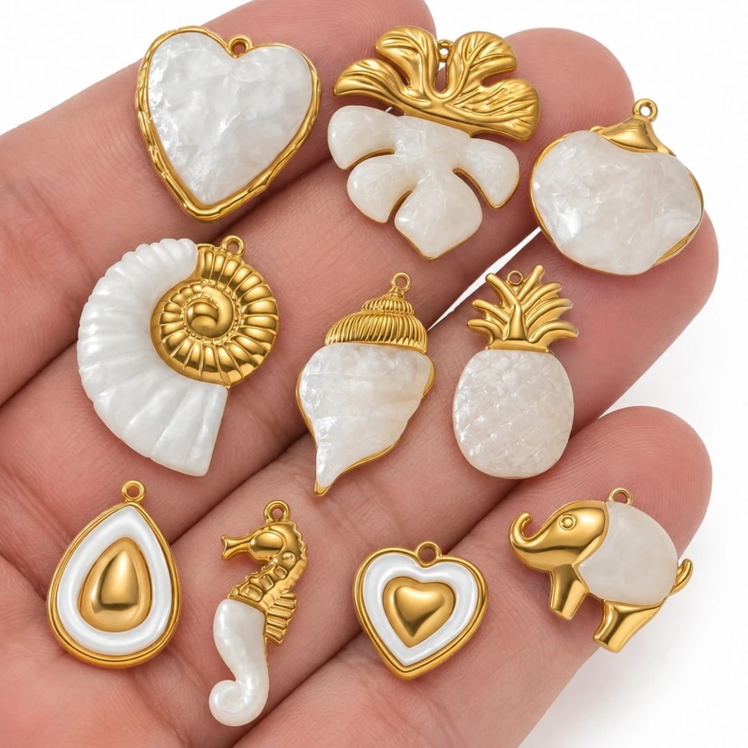 2pcs Stainless Steel Conch Starfish Charms For Jewelry Making Beach Pendants Necklace Findings Handmade Charm Craft Accessories