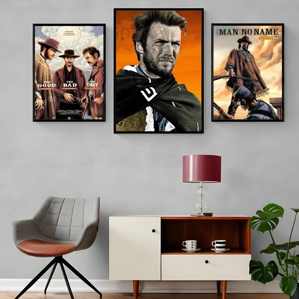 Vintage The Good The Bad and The Ugly Hero Painting Calligraphy Canvas Poster Waterproof & Durable Wall Decor for Every Space