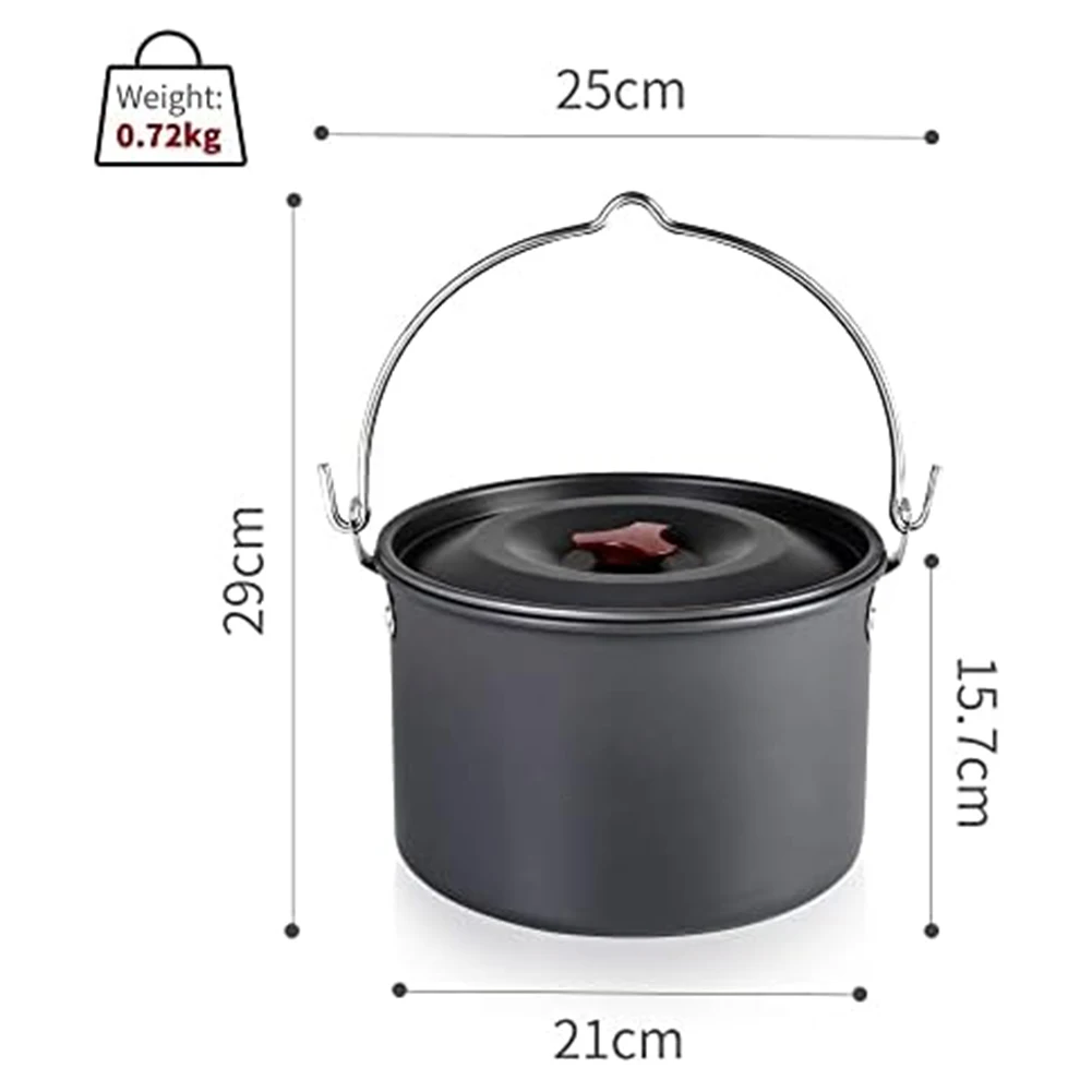 

Aluminum Hanging Pot Camping Cooking Pot Large Capacity 4L 4L Outdoor Cooking Pot 22*17*22CM Camping Activities