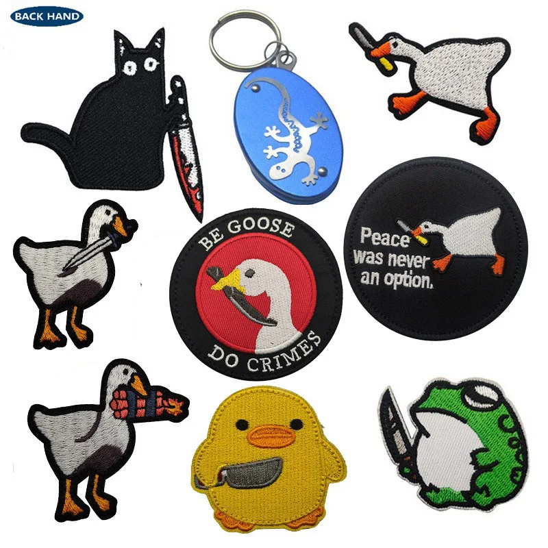 Peace Was Never An Option Funny I Choose Violence Meme Animal With Knife Chicken Goodse Patch For Kids ClothingTactical Bag