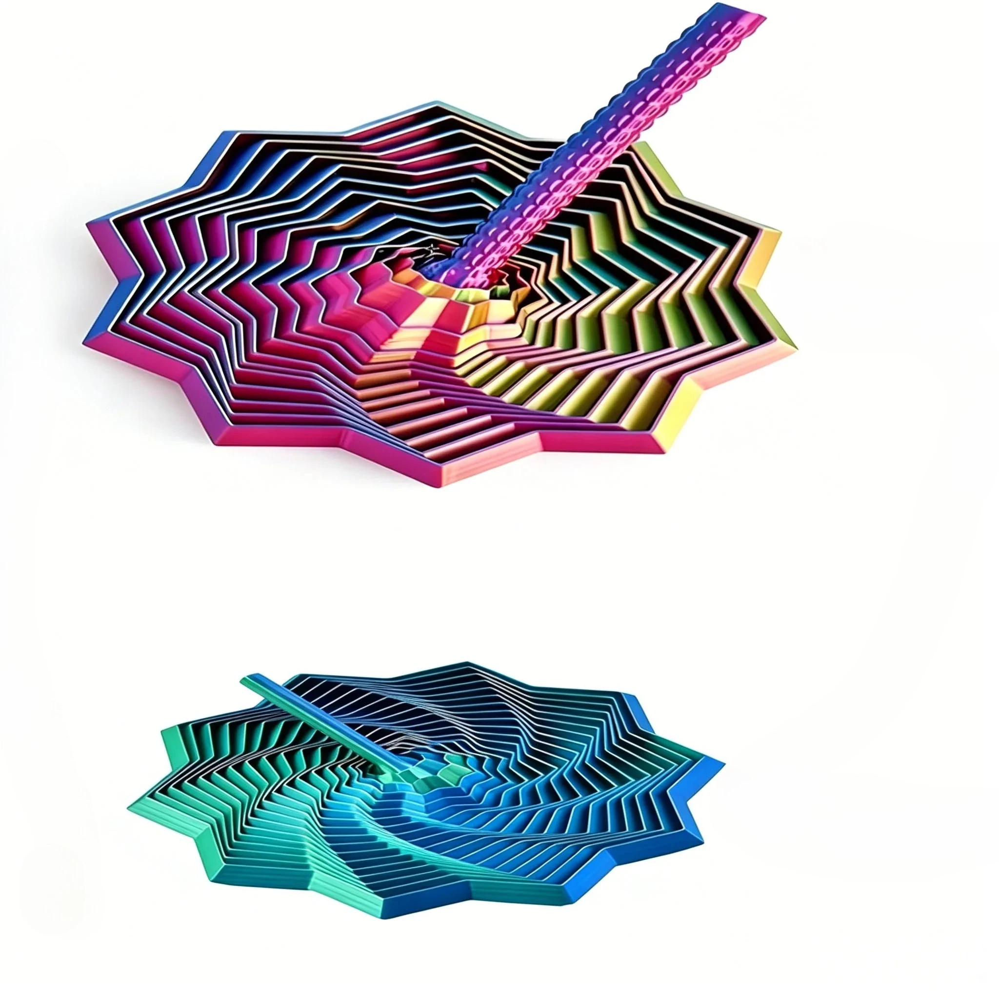 1Pc Random Color 3D-Printed Star Fidget Spinner Gradient Rotating Polygons, Expandable Sensory Desktop Decor & Stress