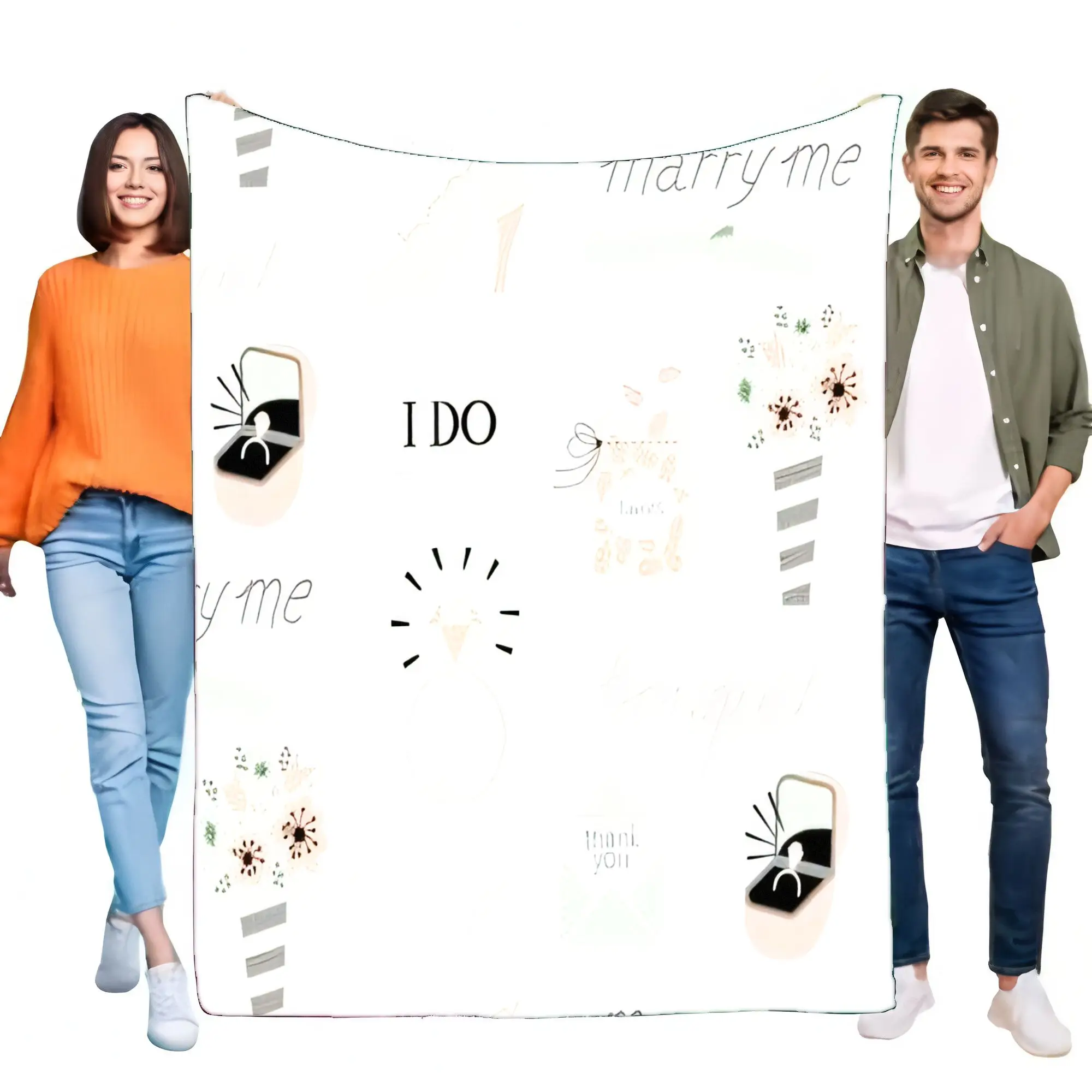 Romantic Wedding Proposal Blanket Soft Cozy Throw for Couples Engagement Gift Perfect for Home Decor and Special Occasions Ideal