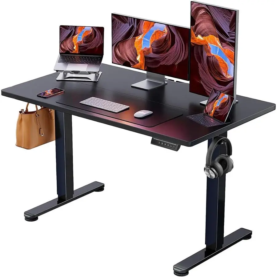 

Height Adjustable Electric Standing Desk, 47.2 x 23.6 Inches Sit Stand up Desk, Memory Computer Home Office Desk Black