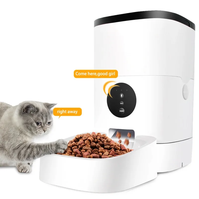 Automatic pet feeder with camera pet automatic feeder phone remote control 4L 6L capacity wifi connection smart