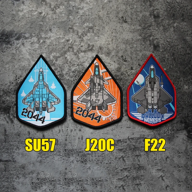 Fighter Embroidery Patches Weaving Military Armband F22 Veyron J20C Wandering Earth Tactical Badge For Vest Bag USSR-57 2044