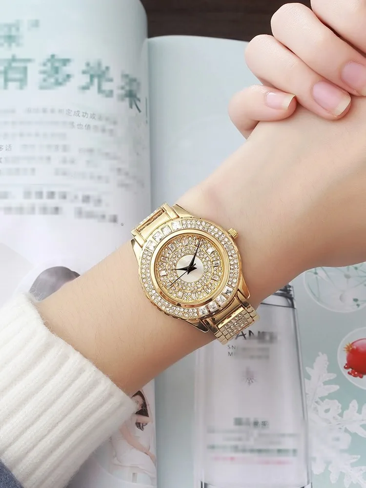 Office Ladies Fashion Diamonds Watch Women Elegant Shiny Quartz Wristwatches Stainless Steel Casual Party Watches