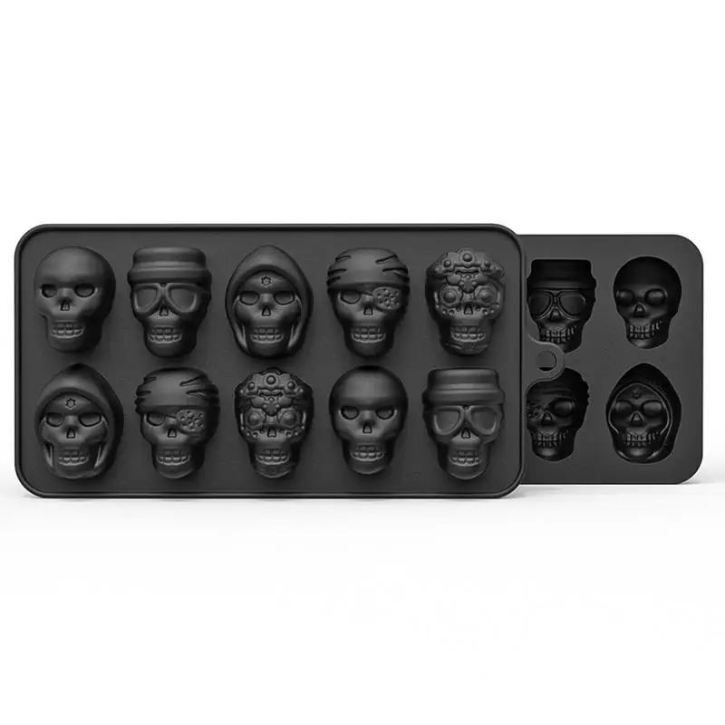 

Silicone Ice Cube Tray Halloween Decor Skull Ice Mold Funnel Matching Multi-Purpose Ice Making Tool For Chocolate Ice Cream And