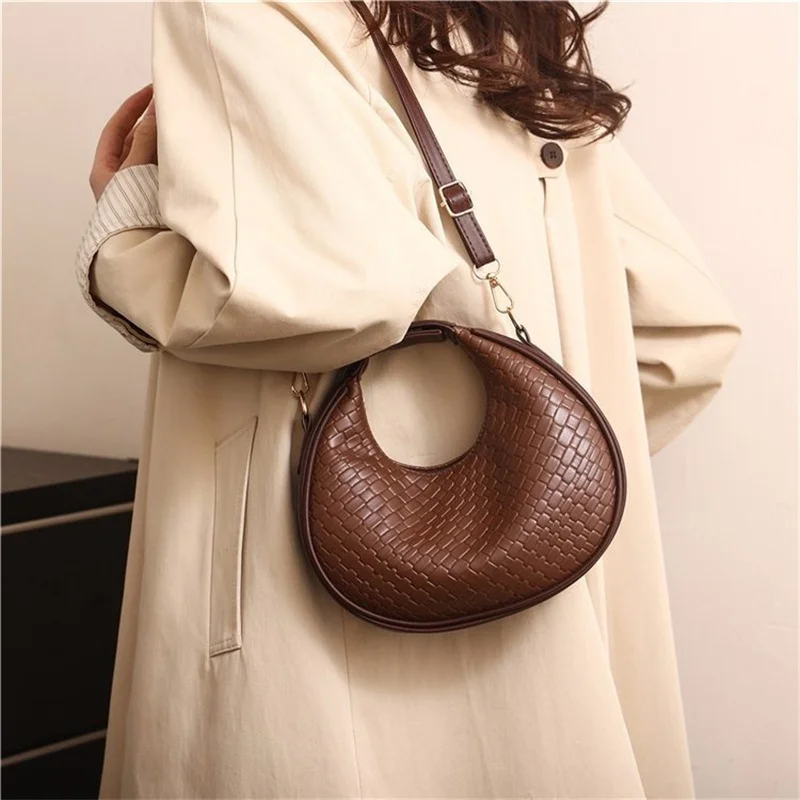 Mode Schwarz Halbmond Tasche Luxus Pu Leder Damen Geldbörsen und Handtaschen Umhängetaschen Frauen Schulter Taschen – Detail 19