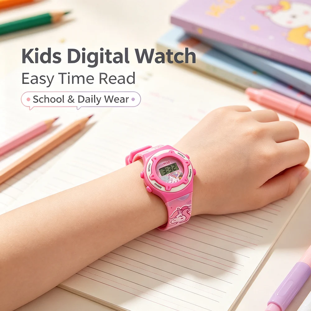 Pink Unicorn Kids Watches Set Includes Sunglasses and Wallet Cute Cartoon Green Dinosaur Kids Watch for Boys Girls Gift