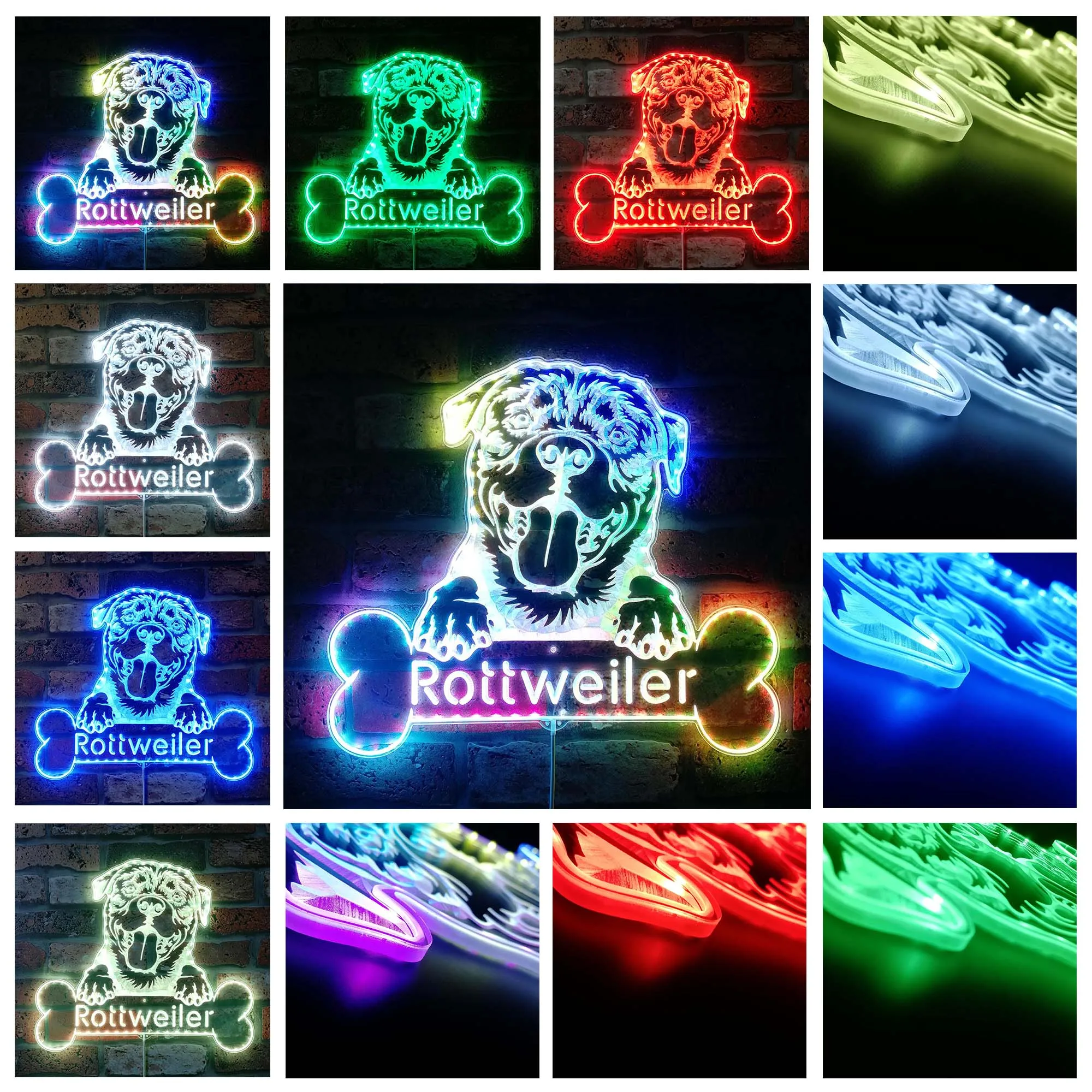 Name Personalize Rottweiler Glam Led Neon Sign st06-fnd-p0076-tm