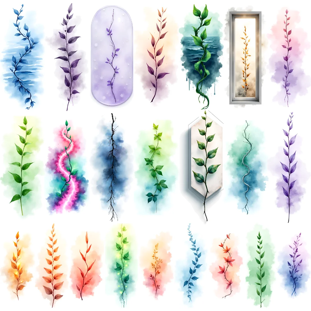 

9pcs Temporary Tattoo Botanical Designs Temporary Tattoo Stickers Watercolor Leaves Watercolor For Cheeks Shoulders