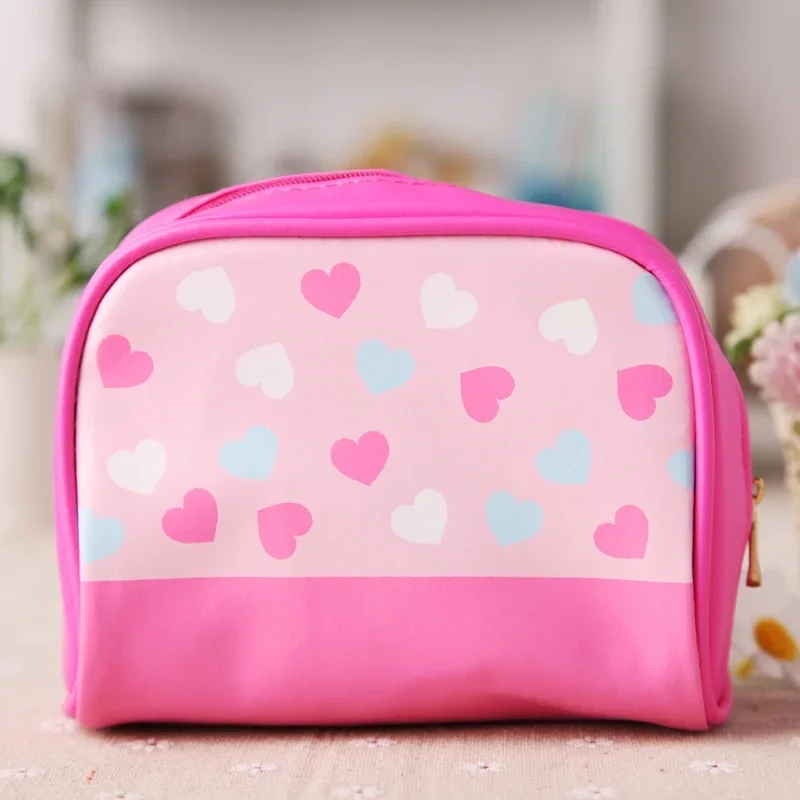 Cute Rilakkuma Makeup Bag Organizer Pink Leather Toiletry Storage Bag Cartoon Anime Make Up Cosmetic Bags Beauty Case