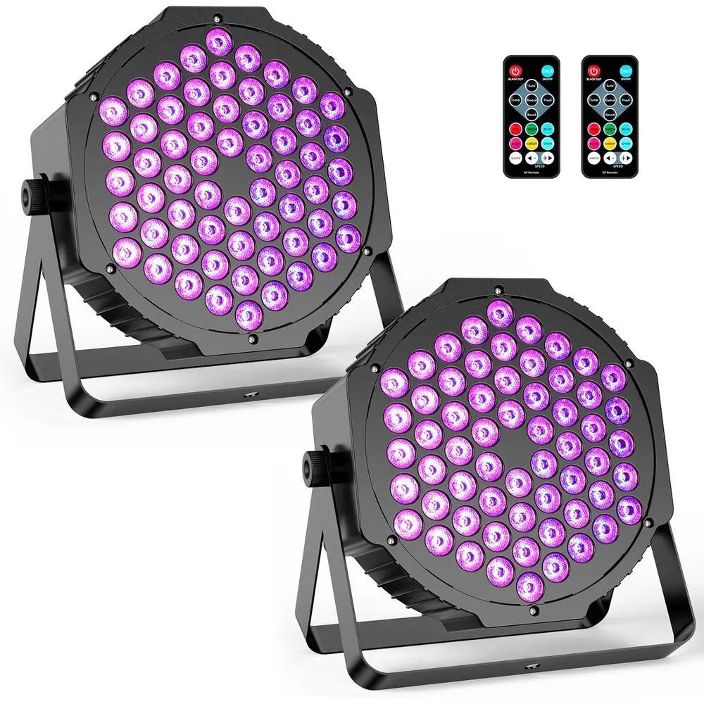 

RGB Par Can Stage Lights: 60LED 90W Dimmable - Remote DMX & Sound ted Control - Uplights or DJ Events Home Wedding Party Music S