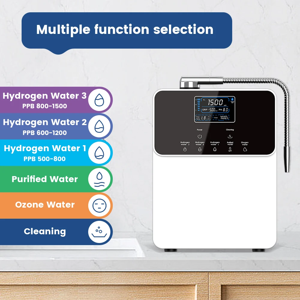 Hydrogen Rich Water Dispenser Machine High Hydrogen Concentration 1200ppb Hydrogen Water Ionizer Machine with Inner Filters