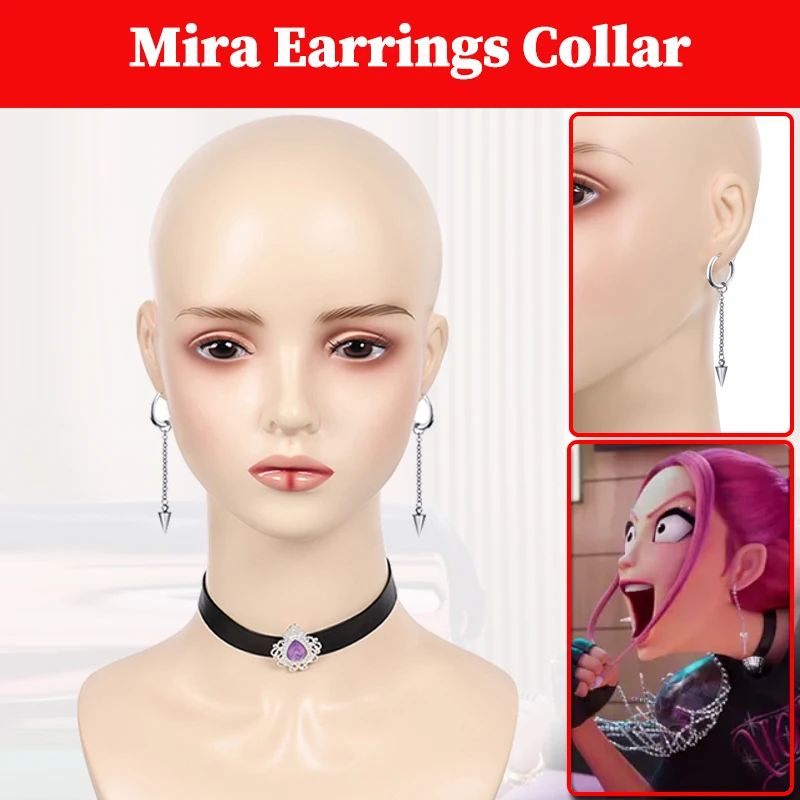 ميرا قلادة هنتر أوف شيطان تأثيري حلي أقراط طوق مجموعة النساء تمويه فانتازيا الأذن كليب هالوين الدعاوى الطرف الدعامة