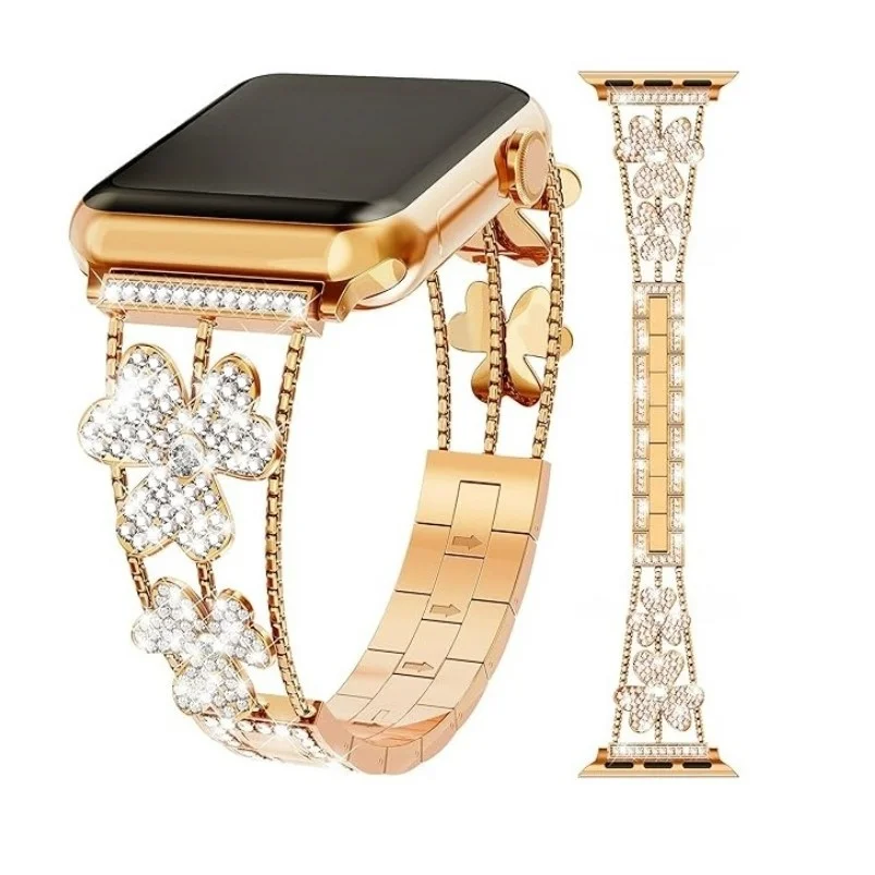 

Diamond Metal Straps for Apple Watch Band 44/42/45/49/41/40/46mm Jewelry Wristband Bracelet for iWatch Series 11 10 9 8 7 Ultra